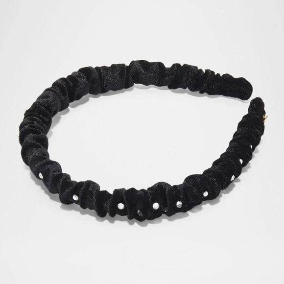 Lele Sadoughi Jet Velvet Crystal Embellished Jessie Headband - Picture 3 of 5